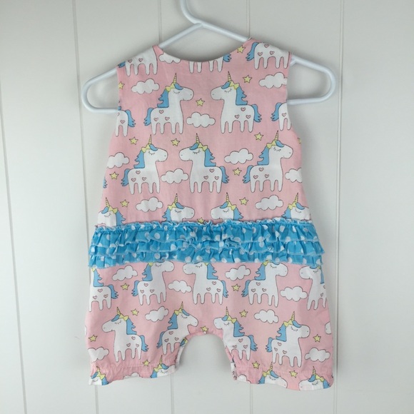 Smocked Unicorn Romper 6-12M - Picture 2 of 13